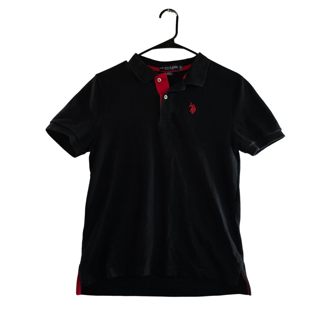 U.S. Polo Assn. Youth Black Polo with Red Logo Size XL (14-16)